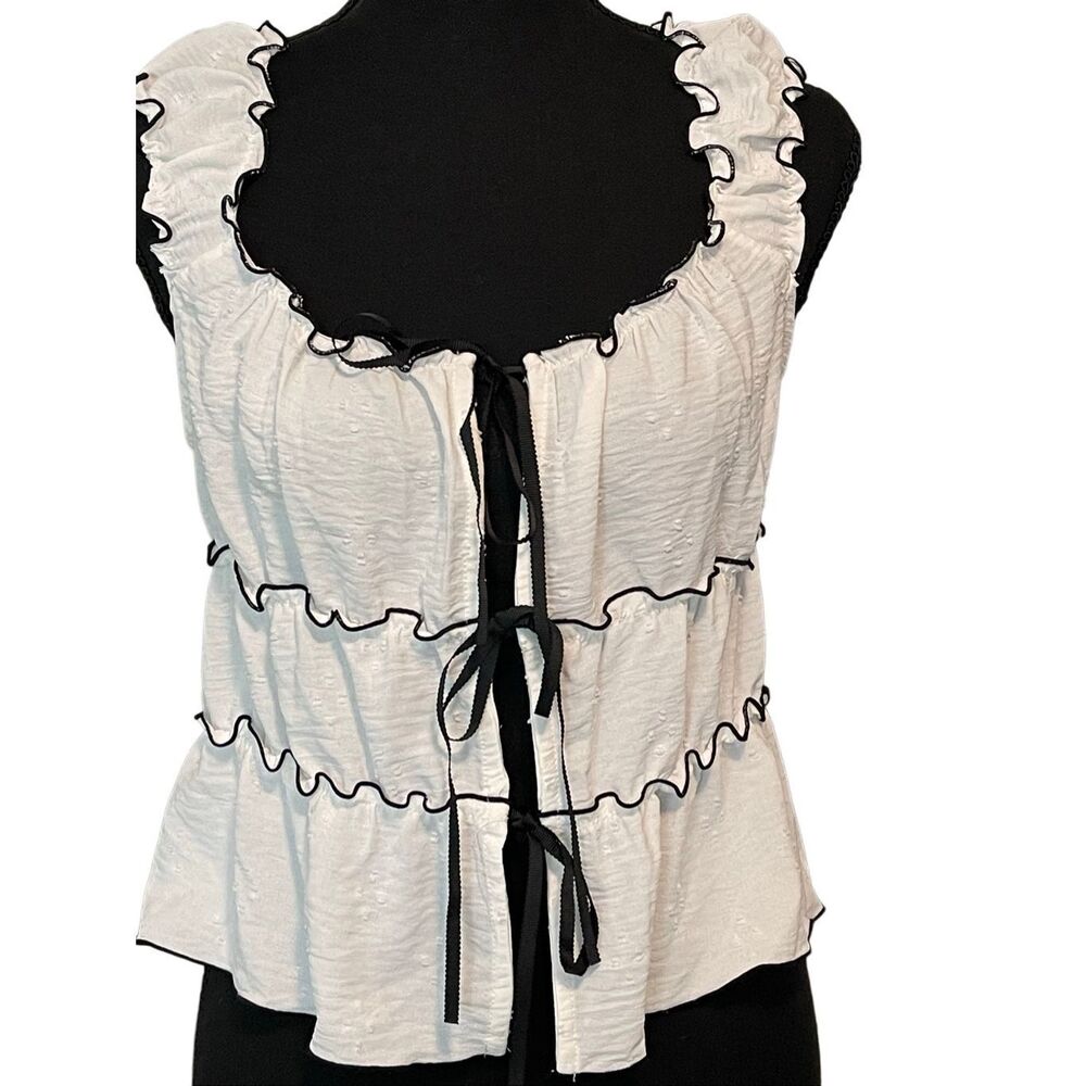 Kirious Women’s Contrast Bow Baby Doll Halter/Tank Top - Picture 2 of 13
